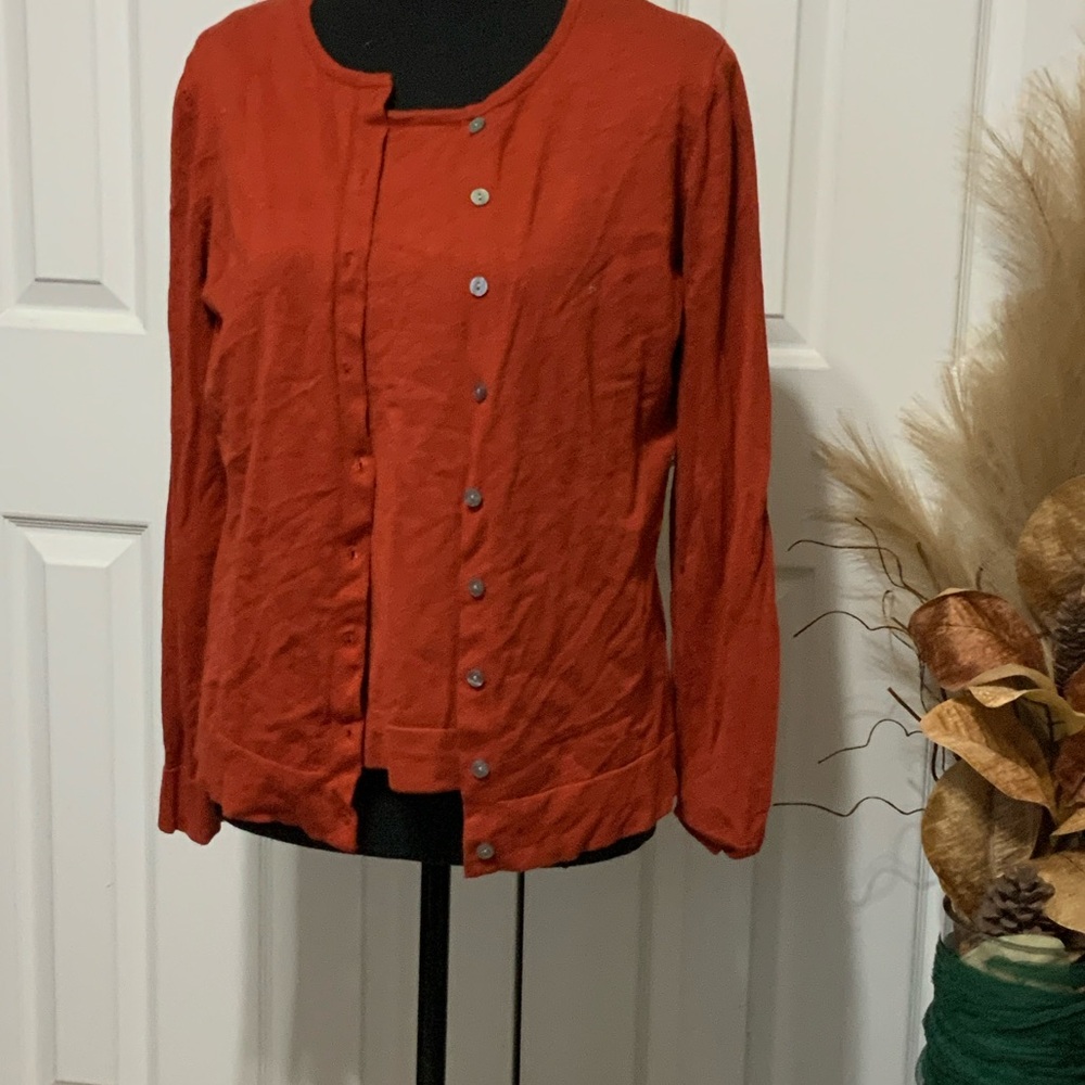Elegant Rust Cardigan Sweater